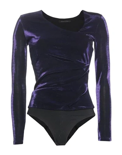 Shop Patrizia Pepe Sera Woman T-shirt Purple Size 0 Cotton, Polyester, Polyamide, Elastane