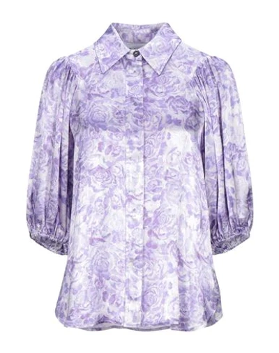 Shop Ganni Woman Shirt Lilac Size 8/10 Viscose In Purple
