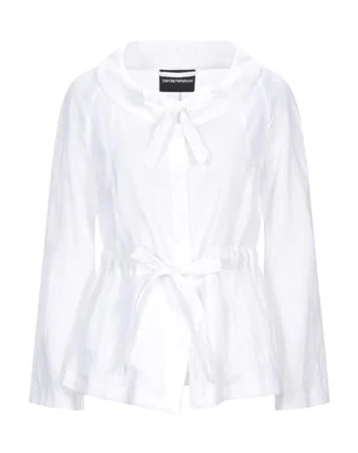 Shop Emporio Armani Woman Blazer White Size 10 Linen