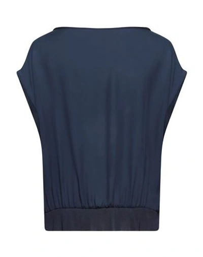 Shop Emporio Armani Woman Top Midnight Blue Size 16 Mulberry Silk In Dark Blue