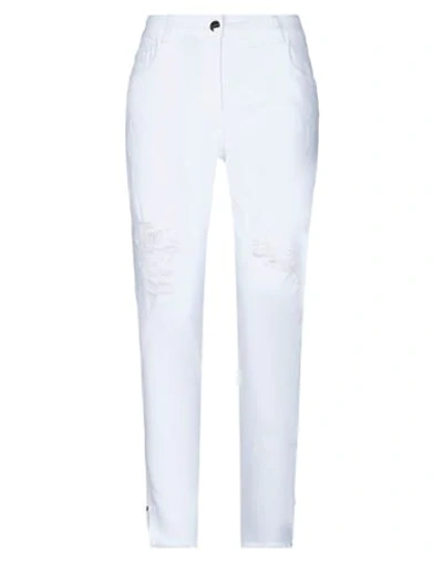 Shop Nenette Woman Jeans White Size 25 Cotton, Elastomultiester, Elastane