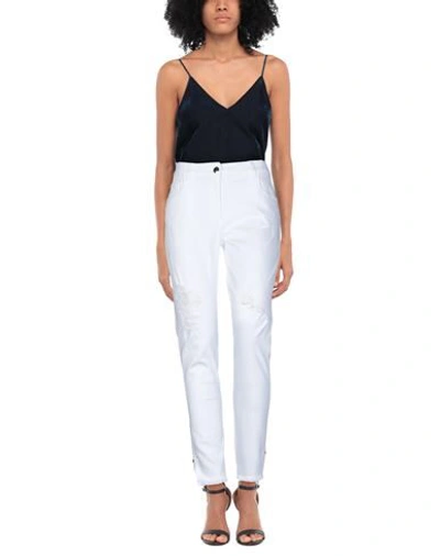 Shop Nenette Woman Jeans White Size 25 Cotton, Elastomultiester, Elastane