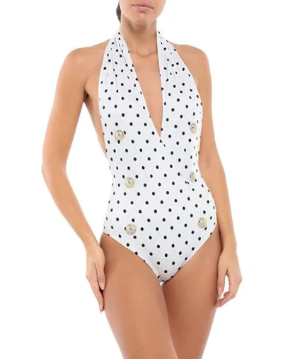 Shop Balmain Woman One-piece Swimsuit White Size 6 Polyamide, Elastane