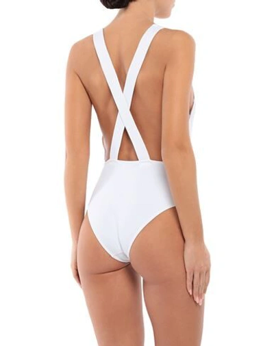 Shop Balmain One-piece Swimsuits In White
