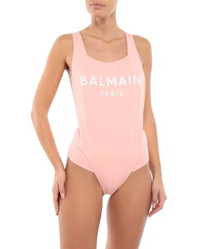 Shop Balmain One-piece Swimsuits In Pink