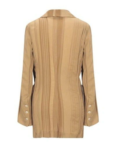 Shop Claudie Woman Blazer Camel Size 8 Viscose, Cotton, Polyamide In Beige