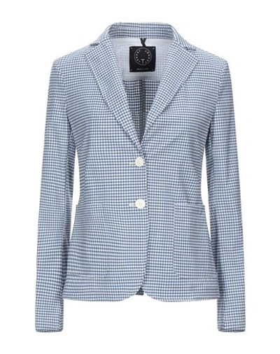 Shop T-jacket By Tonello Woman Suit Jacket Slate Blue Size L Virgin Wool, Viscose, Elastane