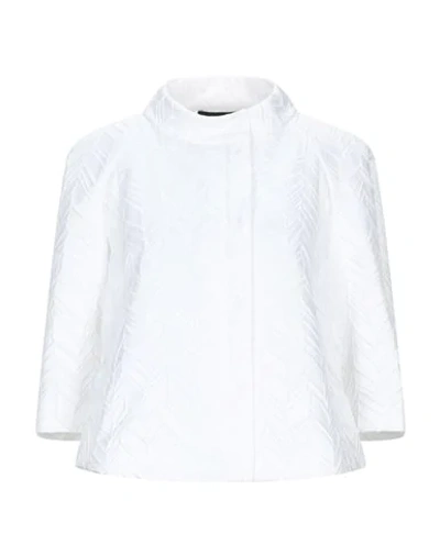 Shop Emporio Armani Woman Blazer White Size 8 Cotton, Polyester, Acrylic