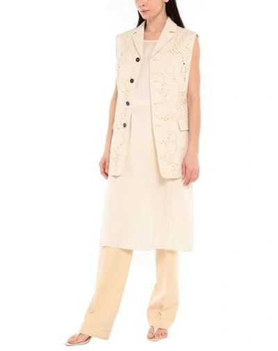 Shop Jil Sander Woman Blazer Ivory Size 8 Cotton In White