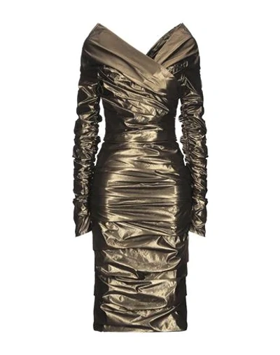 Shop Dolce & Gabbana Woman Midi Dress Khaki Size 10 Polyamide, Polyester, Elastane In Beige