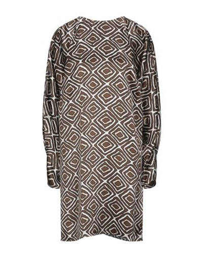 Shop Eleventy Woman Mini Dress Brown Size 4 Silk