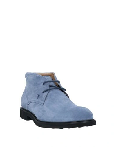 Shop Tod's Man Ankle Boots Slate Blue Size 7.5 Soft Leather