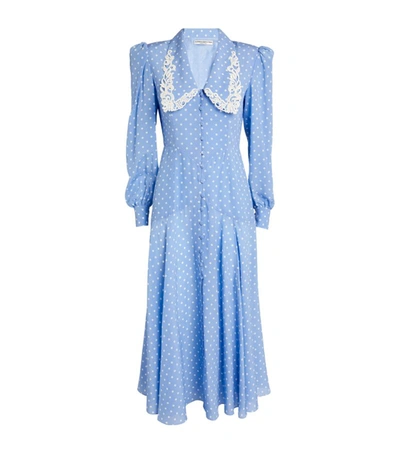 Shop Alessandra Rich Silk Polka-dot Dress