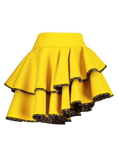Shop Fendi Kids Skirt For Girls In Yellow