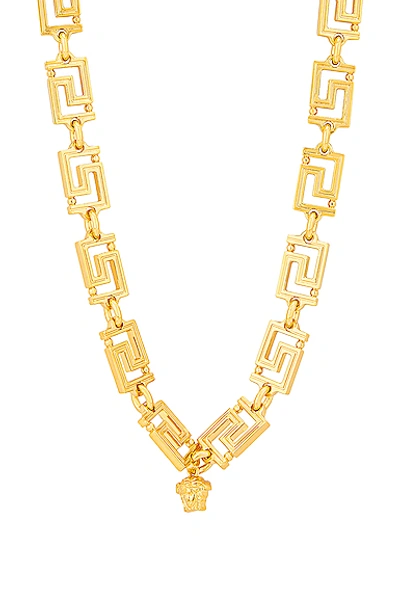 Shop Versace Logo Necklace In Oro