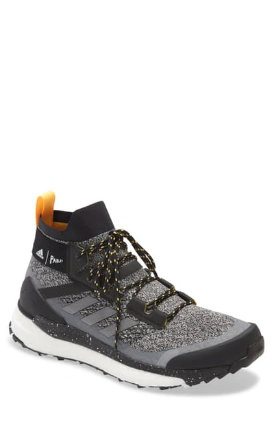 Shop Adidas Originals Terrex Free Parley Trail Hiking Boot In Core Black/ White/ Solar Gold