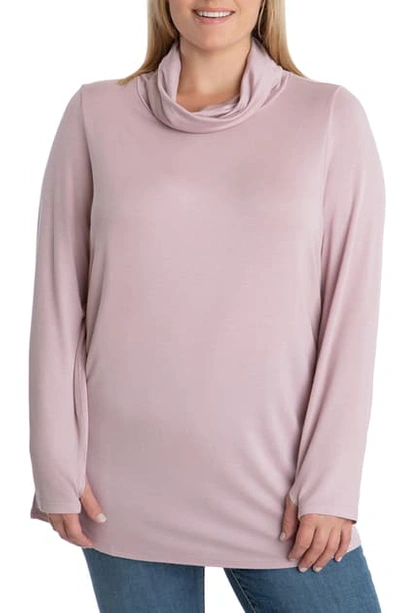 Shop Adyson Parker Cowl Neck Long Sleeve Top With Convertible Collar In Dusty Lilac