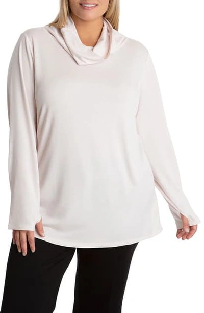Shop Adyson Parker Cowl Neck Long Sleeve Top With Convertible Collar In Oat Milk