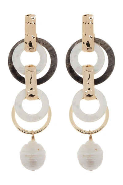 Shop Akola Horn & Baroque Pearl Drop Earrings In Black