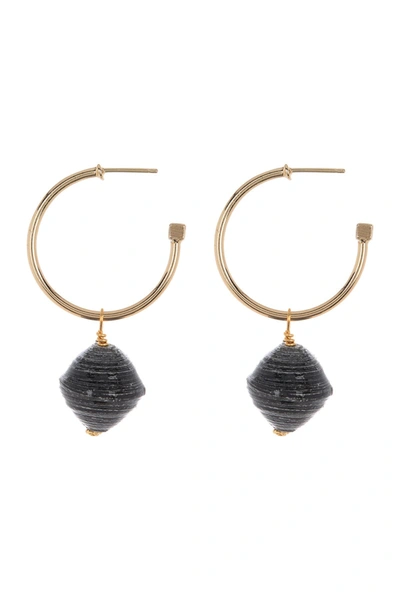 Shop Akola Annette Hoop Earrings In Onyx