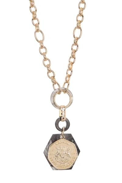 Shop Akola Black Horn & Abalone Coin Long Pendant Necklace