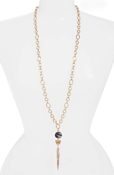 Shop Akola Horn Pendant Long Necklace In Black