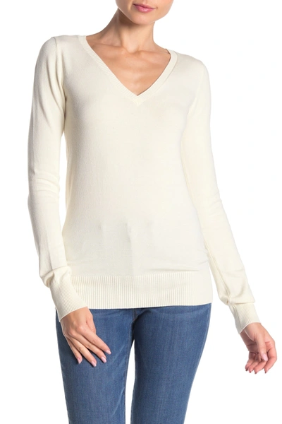 Shop Abound Solid V-neck Pullover Sweater In Ivory