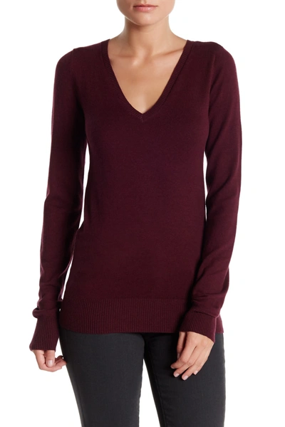 Shop Abound Solid V-neck Pullover Sweater In Burgundy Stem