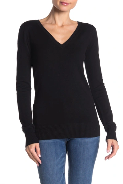 Shop Abound Solid V-neck Pullover Sweater In Black