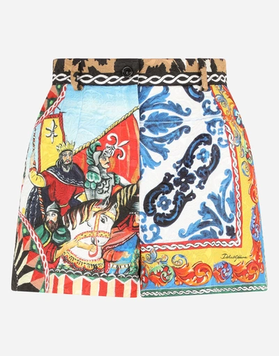 Shop Dolce & Gabbana Patchwork-print Brocade Shorts In Multicolor