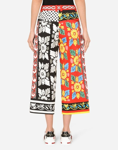 Shop Dolce & Gabbana Patchwork-print Drill Culottes In Multicolor