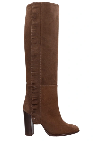 Shop Anna F High Heels Boots In Brown Suede