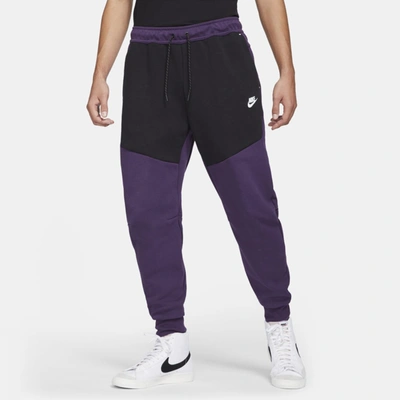Shop Nike Men's  Sportswear Tech Fleece Jogger Pants In Grand Purple/black/white