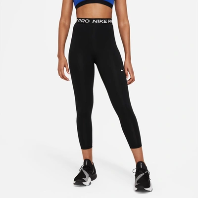 Shop Nike Women's  Pro 365 High-waisted 7/8 Mesh Panel Leggings In Black
