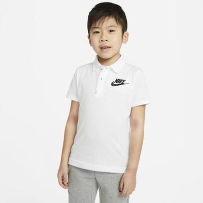 Shop Nike Dri-fit Little Kids' Polo Top In White