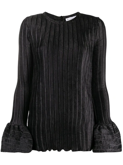 Shop Jw Anderson Ribbed-knit Flare-cuff Blouse In Black