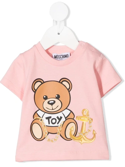 Shop Moschino Graphic-print T-shirt In Pink