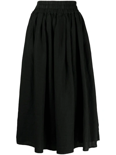 Shop Aspesi A-line Linen Midi Skirt In Black
