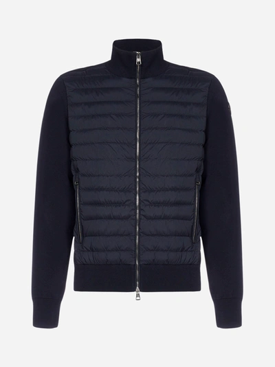 Shop Moncler Padded Nylon And Cotton-knit Cardigan