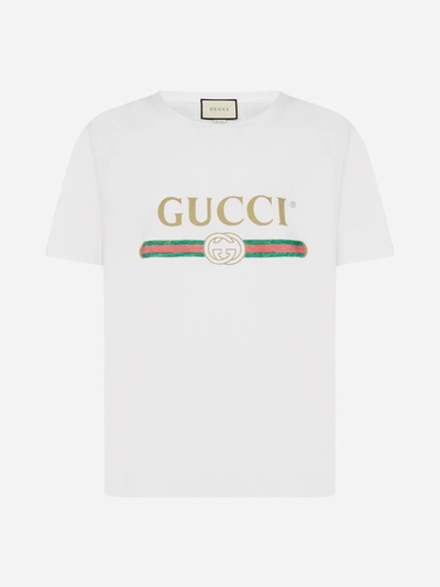 Shop Gucci Logo Oversized Cotton T-shirt