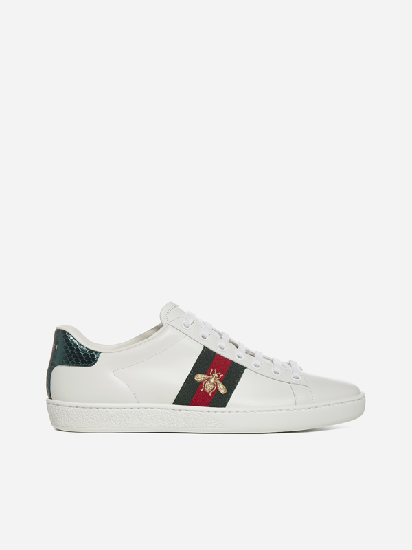 gucci white bee ace sneakers