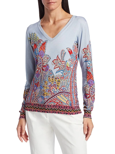 Shop Etro Women's Dreamtime Paisley Sweater In Blue