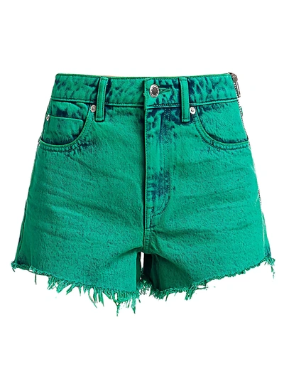 Shop Alexander Wang T Women's Bite Side-zip Acid Wash Shorts In Acid Turquoise