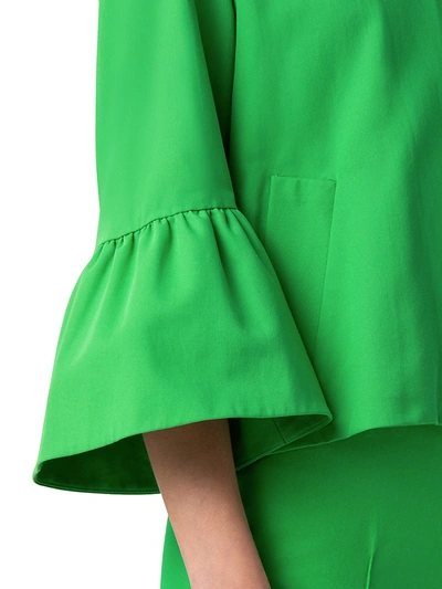 Shop Akris Punto Bell-sleeve Cropped Jacket In Green