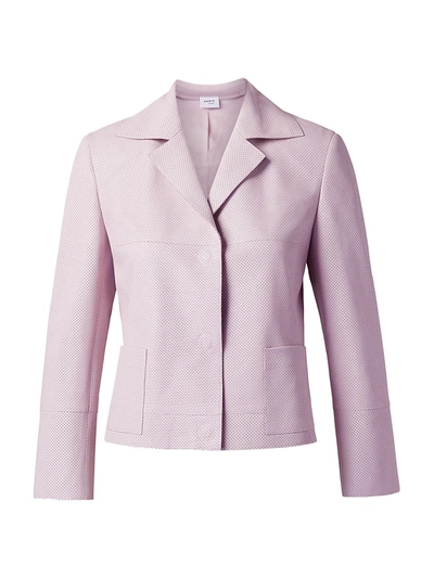 Shop Akris Punto Perforated Leather Collared Jacket In Soft Pink