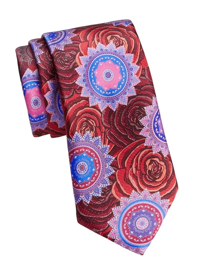 Shop Ermenegildo Zegna Floral Silk Tie In Red