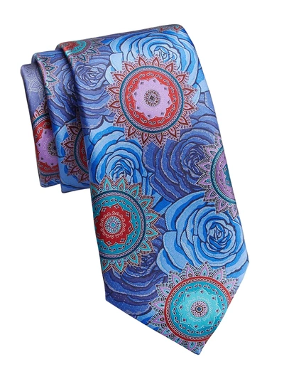 Shop Ermenegildo Zegna Quindici Floral Silk Tie In Navy