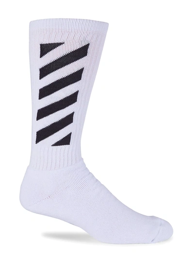Shop Off-white Men's Diamond Logo Mid-length Socks In White