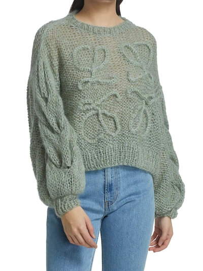 Shop Loewe Anagram Mohair Knit Sweater In Pale Green