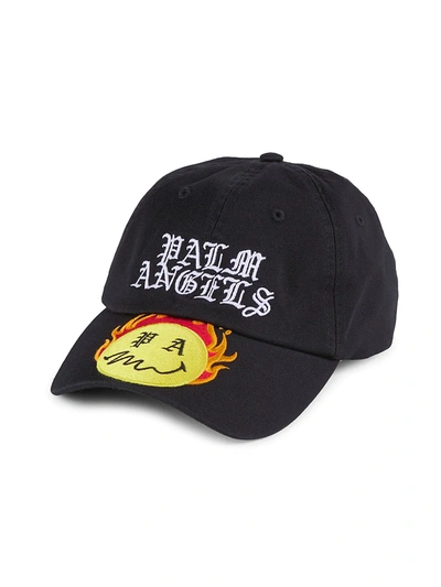 Shop Palm Angels Burning Head Baseball Cap In Black Yellow